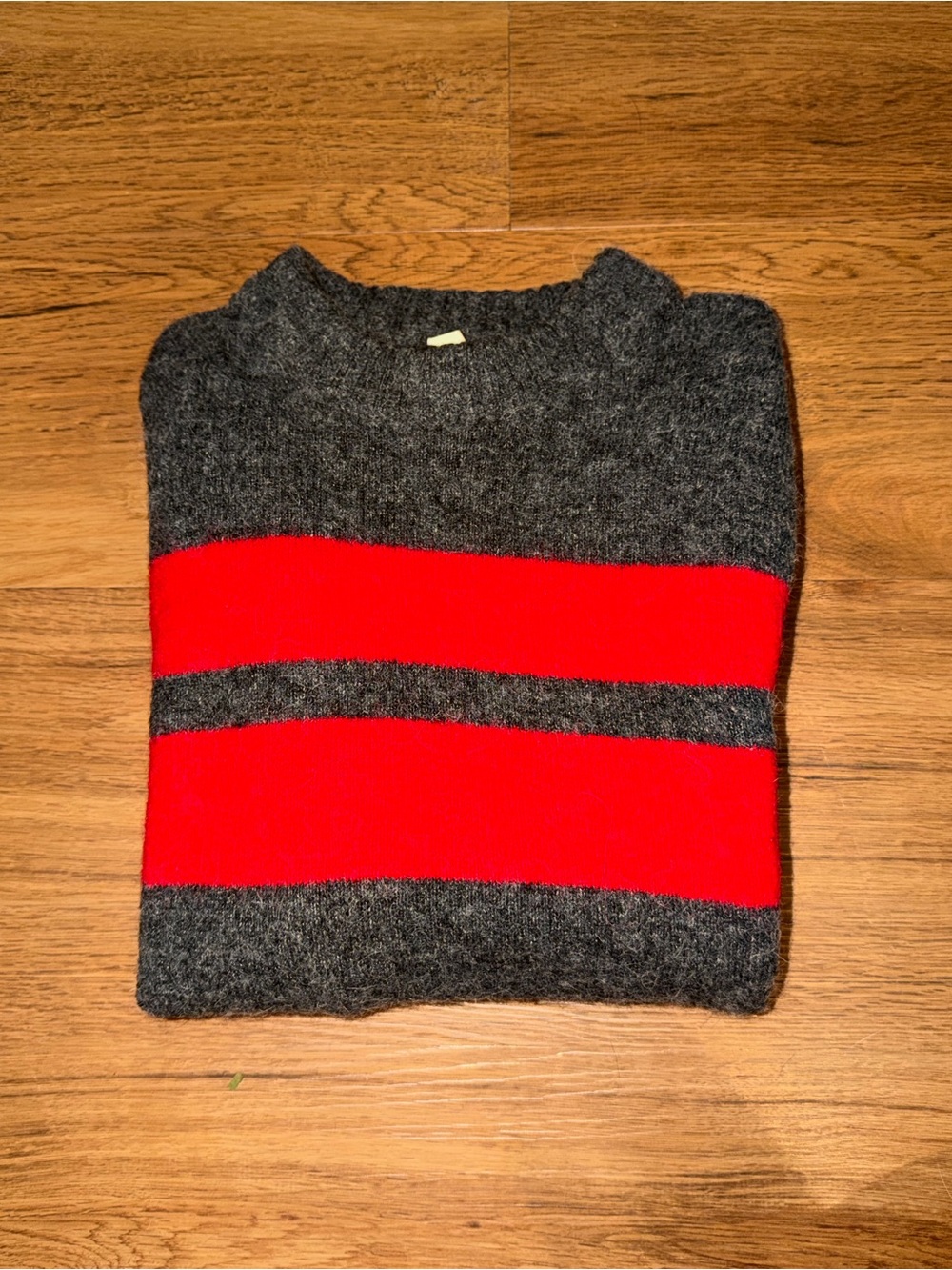 H&M Dark Gray Crewneck Sweater with Red Stripes